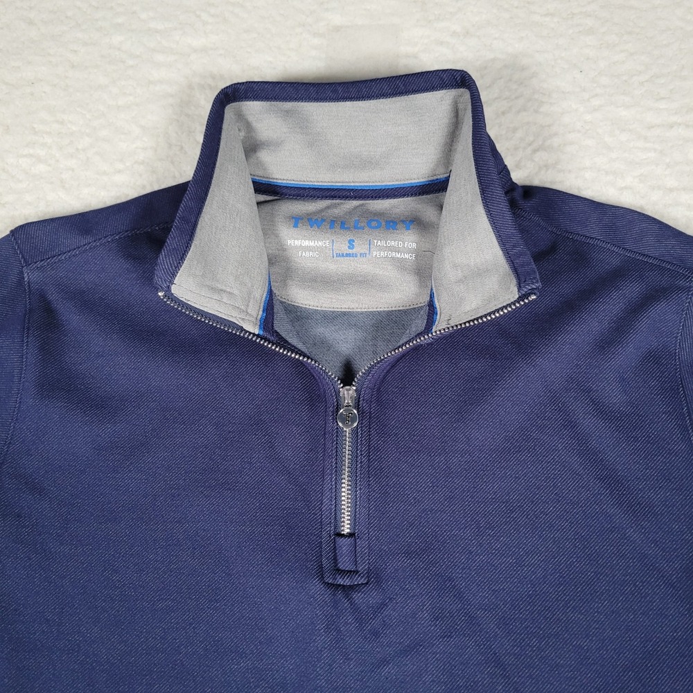 Twillory Quarter Zip Pullover Men Small Navy Blue Tailored Performance MQZ001T